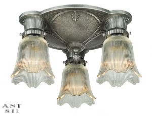 Art Deco Close Ceiling Fixture Flush Mount Antique 3-Light Chandelier (ANT-811)