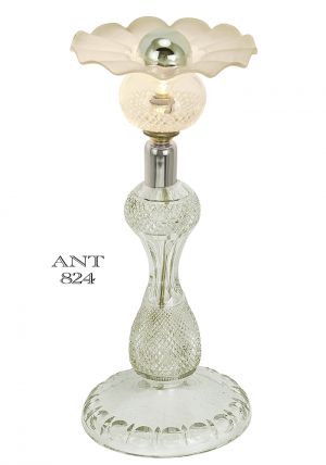 Single English Cut Crystal Table Lamp Antique Flower Form Glass Light (ANT-824)