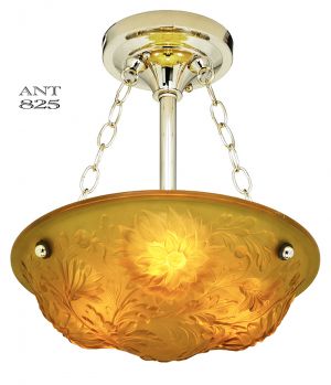Art Nouveau Embossed Floral Bowl Chandelier French Ceiling Light (ANT-825)