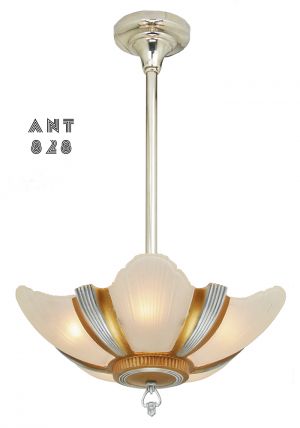 Art Deco Streamline Chandelier Antique 5 Slip Shade Ceiling Light (ANT-828)