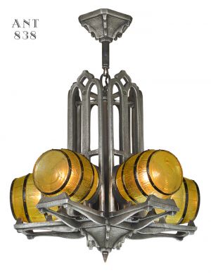 Art Deco Chandelier Antique Slip Shade Pub Ceiling Light Fixture Gill (ANT-838)