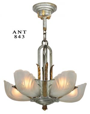 Art Deco Streamline Antique Chandelier 5 Light Slip Shade Lighting (ANT-843)