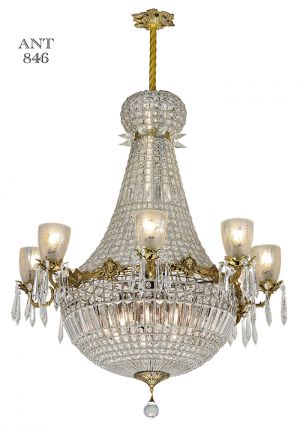 Vintage Crystal Chandelier Large Ballroom Prism Ceiling Light Fixture (ANT-846)