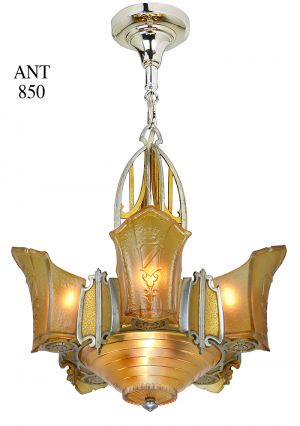 Art Deco Streamline Style Chandelier Antique Slip Shade Ceiling Light (ANT-850)