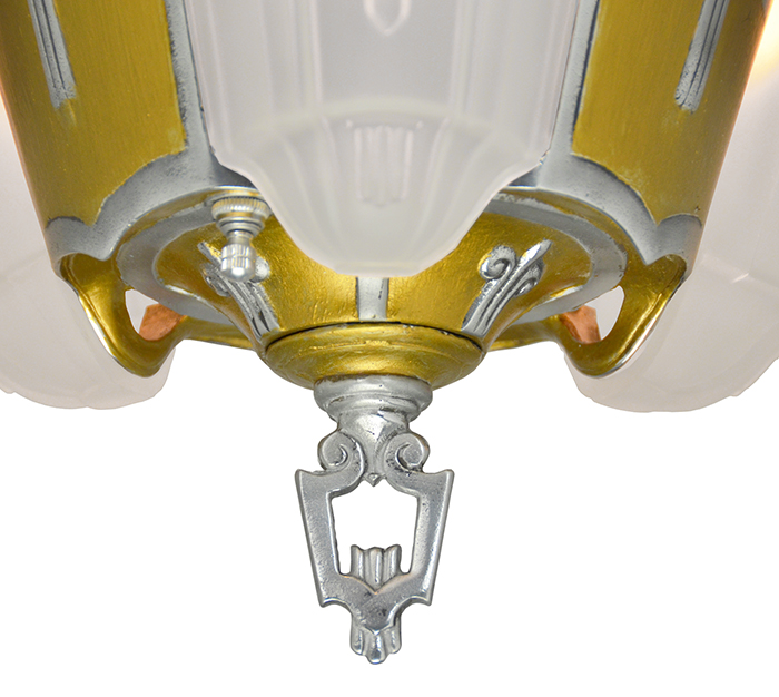 Vintage Hardware Lighting Art Deco 3 Light Chandelier Antique