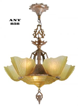 Art Deco Antique Chandelier Markel Slip Shade Ceiling Light Fixture (ANT-858)