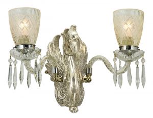 Pair Vintage Mythical Griffin or Dragon Creature Double Wall Sconces (ANT-864)