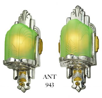 Pair of Nice Slip Shade Art Deco Sconces (ANT-943)