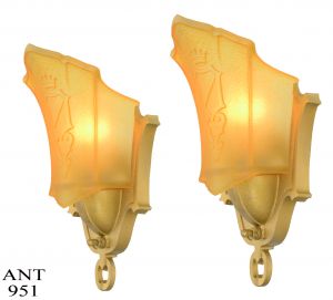 Art Deco Pair of Slip Shade Sconces by Mid West Mnf (ANT-951)