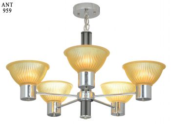 Mid-Century Modern Design Nickel Plated 5 Light Chandelier (ANT-959)