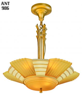 Art Deco Slip Shade 6 Shade Chandelier by Mid-West (ANT-986)