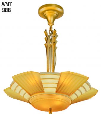 Art Deco Slip Shade 6 Shade Chandelier by Mid-West (ANT-986)