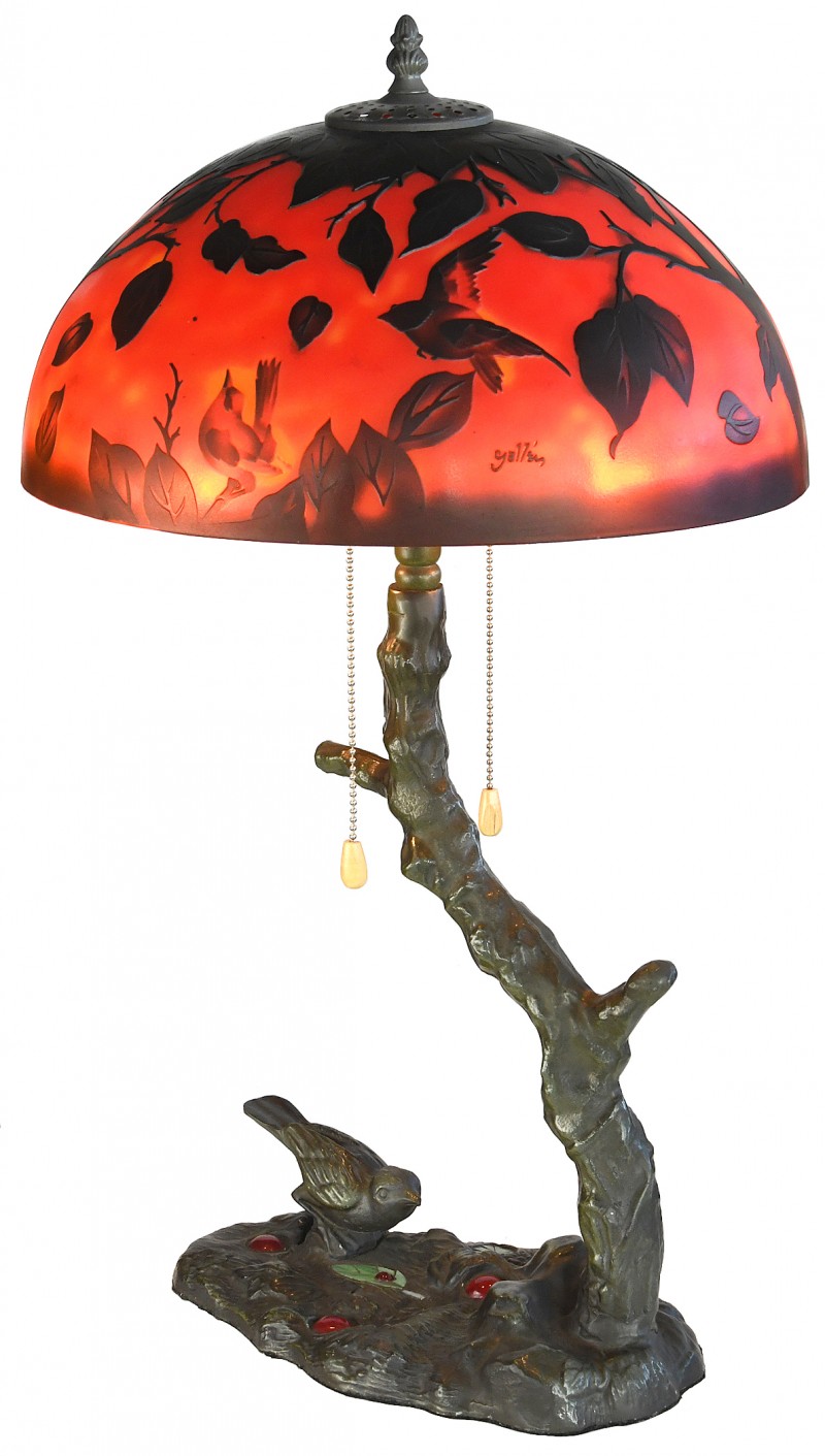 Galle Style Cameo Glass Table Lamp with Bird Motif ANT SR145