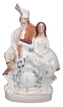 Seated Scotsman and Wife Antique Staffordshire Figure (ANT-SR159)