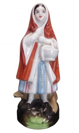Girl with Cloak and Basket Antique Staffordshire Figure (ANT-SR163)