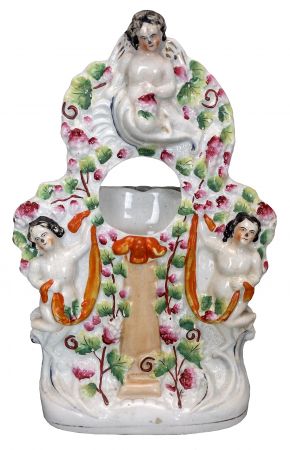 3 Angles Pocket Watch Holder Antique Staffordshire Figure (ANT-SR171)