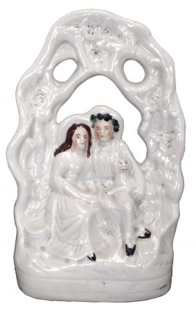 Seated Couple Under the Arbor with Dog Antique Staffordshire Figure (ANT-SR172)