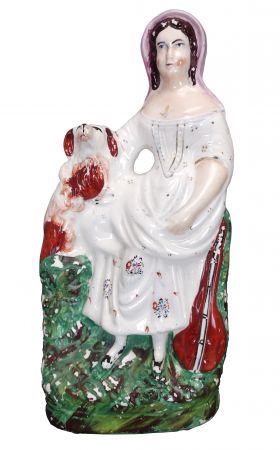 Lady with Dog Antique Staffordshire Figure (ANT-SR173)