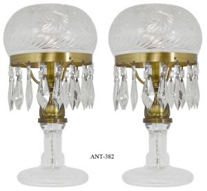 Pair of Cut Glass "Mushroom" Lamps (ANT-382)