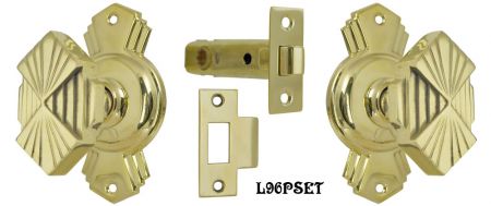 Art Deco Passage Door Knob and Rosette Set (L96PSET)