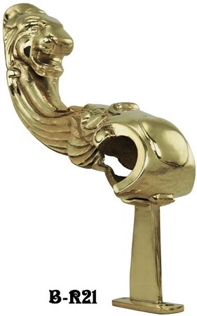 Victorian Decorative Brass Lion Motif Bar Rail Support (B-R21)