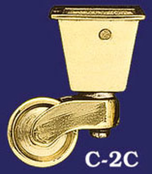 Vintage Furniture Square Brass Caster 1 1/4" Cup & 1 1/4" Wheel (C-2C)
