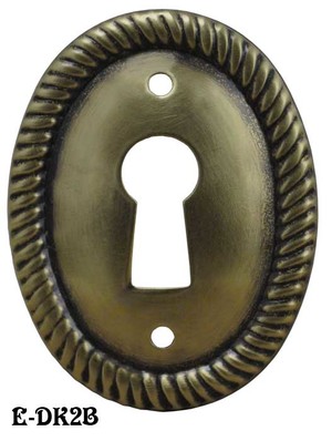 Oval Rope Border Vertical Keyhole Escutcheon (E-2B)