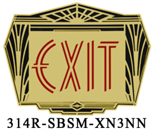Fancy Brass Exit Sign with Art Deco Pattern (314x-SBSM-XN3NN)
