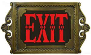 Fancy 1920s Style Cast BRASS Exit Sign (420x-SBSM-XN1NN)