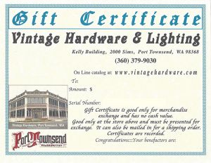 Vintage Hardware Gift Certificates (GIFT-X)