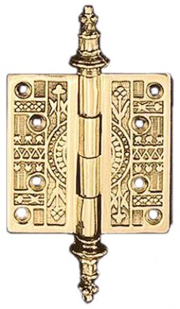 old style decorative tip door hinges brass 3 1//2 x 3 1//2 inches