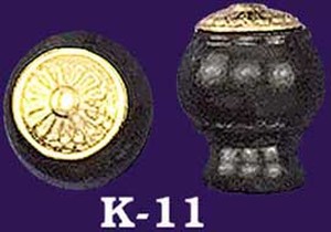 Ebonized Wooden Knob with Eastlake Brass Top (K-11)