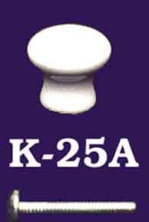 White Porcelain Knob 3/4" Diameter (K-25A)