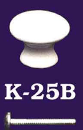 White Porcelain Knob 1" Diameter (K-25B)