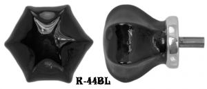Victorian Style Black Glass Knob 1 1/4" (K-44BL)