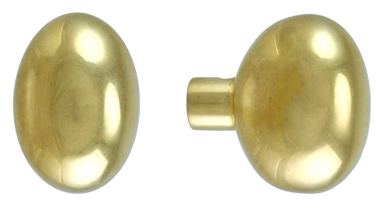 Antique Style Pair of Plain Oval Door Knobs (L-105K)