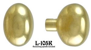 Antique Style Pair of Plain Oval Door Knobs (L-105K)