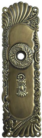 Victorian Corbin Roanoke Large Door Plate with Covered Keyhole 10" Tall (L-109)