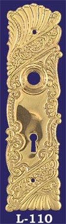 Victorian Roanoke Door Plate With Keyhole 8" Tall 2 1/4"cc (L-110)