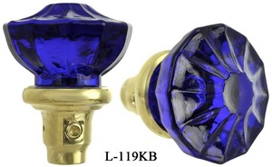 Antique Style Blue Pressed Glass Door Knob (L-119KB)