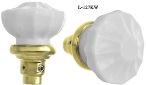 Antique Style Victorian Recreated White Milk Glass Door Knobs Set (L-127KW)