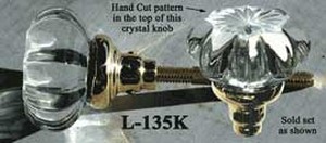 Lead Crystal Octagonal Cut Glass Door Knobs Set (L-135K)