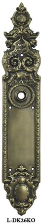 Victorian Style Brass Heraldic Knob Only Door Plate (L-26KO)