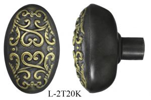 Victorian Scroll Design Oval Knobs - Pair (L-20K)