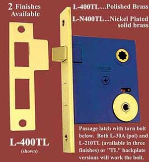 Small Solid-Brass Mortise Latch - 1 3/8 Backset in Polished Brass