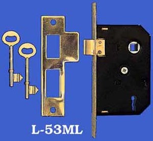 Recreated Skeleton Key 1 3/4" Backset Mortise Lock 2 1/4" cc (L-53ML)