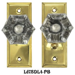 Complete Victorian Screen Door Latch Set with Glass Doorknobs (L67SDL4)