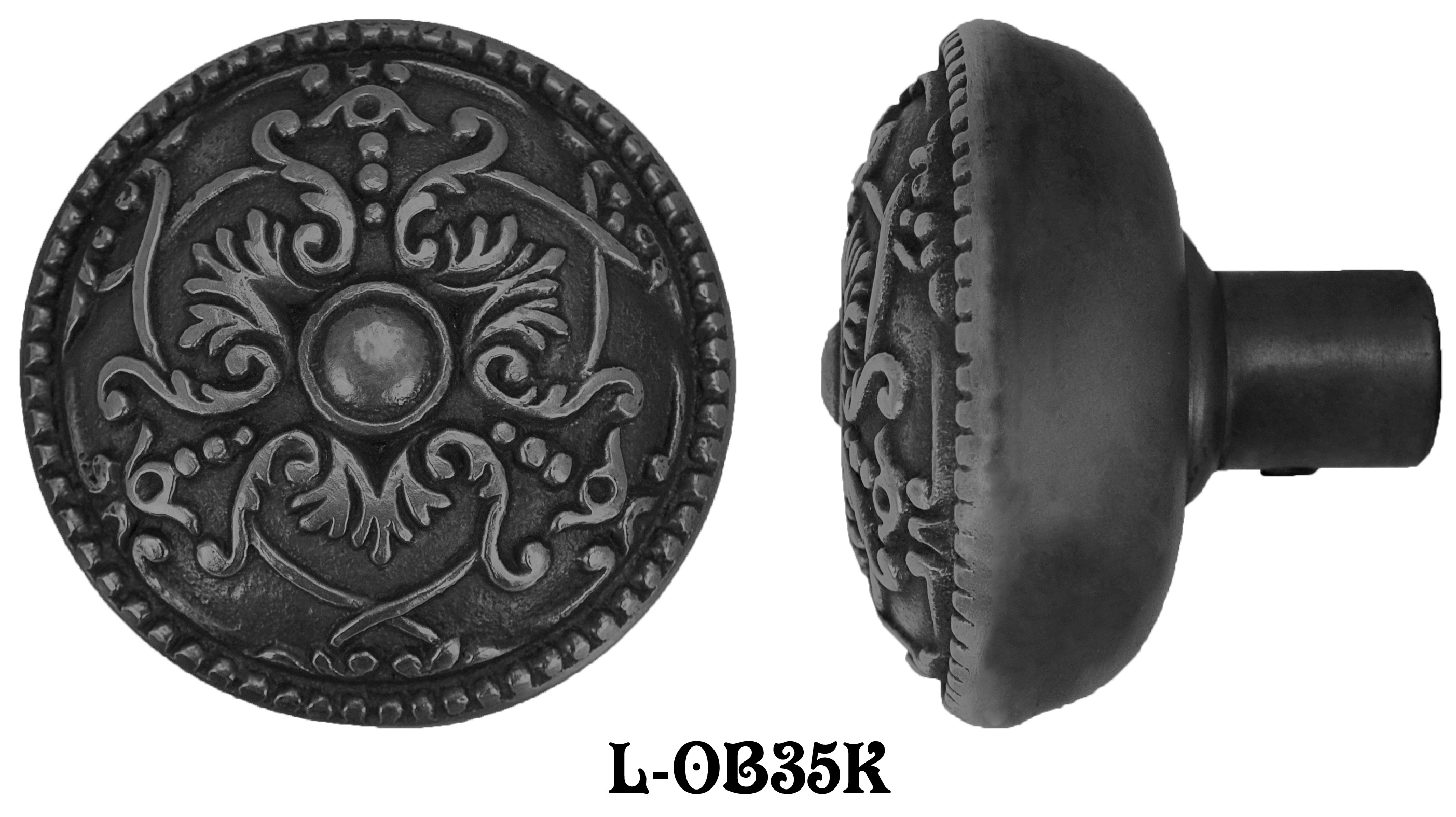 Victorian Style Scroll Design Oval Knobs Pair 