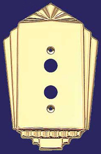 Art Deco Push Button Switch Plate Cover in Nickel Finish