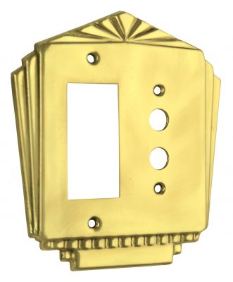 Art Deco GFI or Modern Rocker & Push Button Double Gang Switch Plate Cover (L-W49)